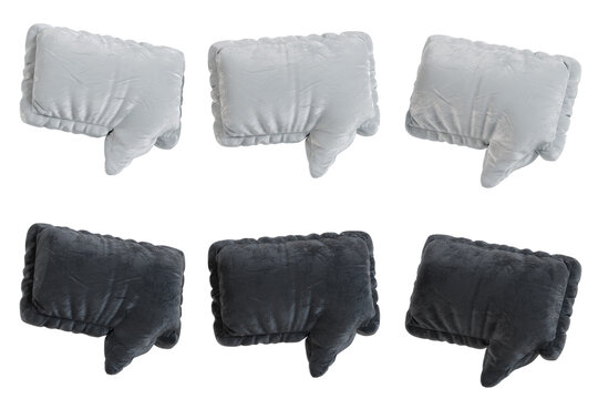 Inflatable abstract 3D padded velvet speech bubble illustration, isolated with transparent background