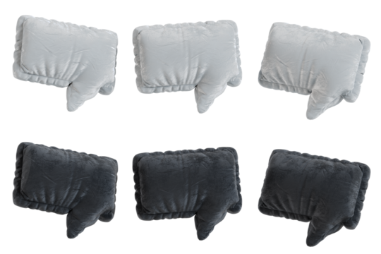 Inflatable abstract 3D padded velvet speech bubble illustration, isolated with transparent background