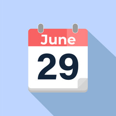 June 29 Vector Calendar
Modern flat color vector calendar with date