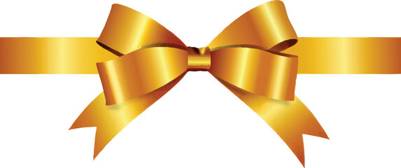 A beautifully rendered golden ribbon bow, perfect for gift wrapping or decorative purposes, isolated on white.