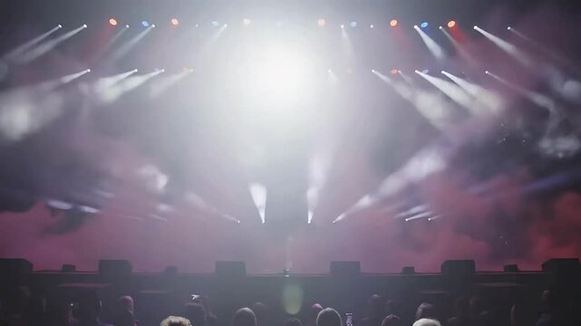 Experience the vibrant energy of a live concert with stunning stage lighting and captivating smoke effects creating an immersive atmosphere