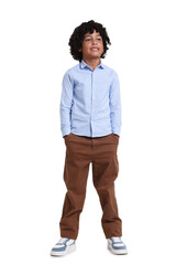 Fototapeta premium Portrait of little boy on white background