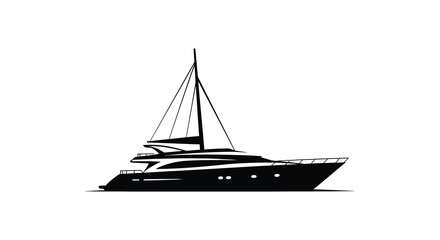 Elegant yacht sailing on calm waters a striking black and white image silhouette