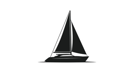 A striking black sailboat design with a minimalist aesthetic and bold lines silhouette