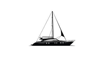 A striking black sailboat illustration against a white background a captivating nautical silhouette