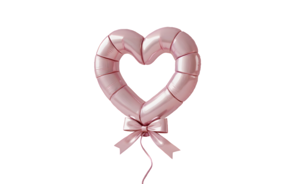 3d rendered glossy pink heart balloon isolated on white background, metallic rose gold foil love symbol mockup, for valentine day, wedding, birthday party, gift decoration.