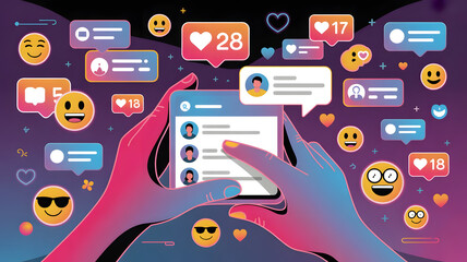 Digital connection on smartphone with social media