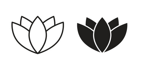 Lotus icon symbol. Classic flat and linr style