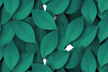 Close-up of vibrant green leaves, showcasing intricate details and natural textures, creating a lush, organic pattern.