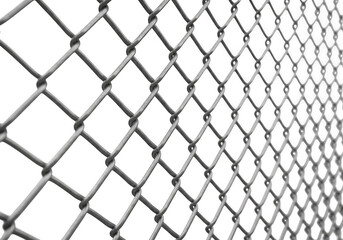 Naklejka premium Close up of a galvanized chain link fence pattern with diamond mesh structure, isolated on transparent background