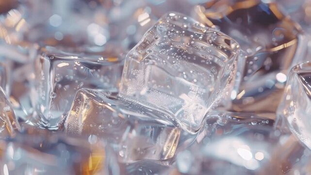 Video A pile of ice cubes stacked on top of each other, perfect for various uses such as scientific s or marketing materials