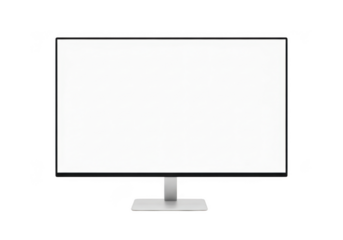 Modern computer monitor display with blank white screen isolated on transparent background for mockup or presentation