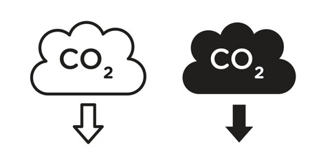 Low carbon dioxide icon symbol. Classic flat and linr style