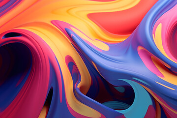 Fototapeta premium Vibrant and swirling abstract liquid art with bold colors and smooth textures
