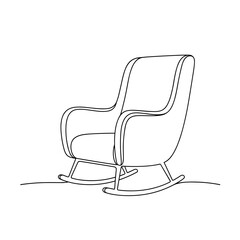 Minimalist line art of a rocking chair silhouette with soft lines representing comfort and family warmth
