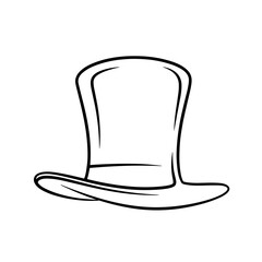 Minimalist line art of a tall hat silhouette with smooth contours, representing elegance and style