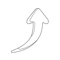 Minimalist line art of a simple upward arrow with rounded edges symbolizing progress and positivity