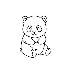 Minimalist line art of a cute baby panda with a round head and tiny paws in a playful pose
