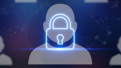 Glowing padlock overlay on blurry user i