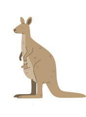 Charming cartoon kangaroo standing proudly on a plain white background 
