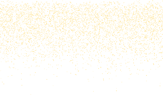 Golden glitter particles falling, shimmering bright light effect abstract background isolated on transparent background FFCC33