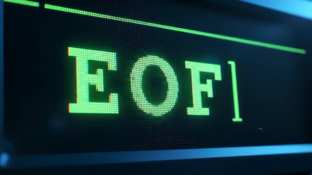 Retro Computer Displaying Eoi and Eof Codes in Green Style