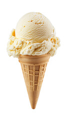 Vanilla ice cream cone isolated on a transparent background