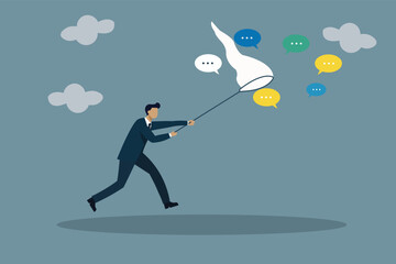 Collecting Feedback Catching Data Conversation Social Listening | Market Research Concept Vector