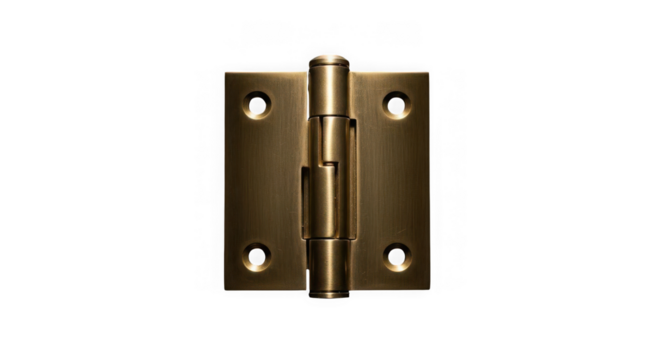 Brass door hinge isolated on transparent background