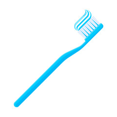 Light blue toothbrush with toothpaste on bristles. Dental hygiene, oral care, morning routine, and health concepts. Flat vector illustration isolated on white background	
