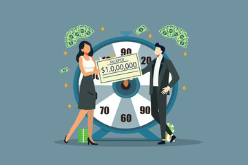 Jackpot Winner Lottery Prize Award | Business Success Financial Gain Vector Illustration
