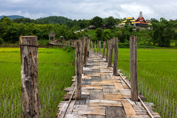 Su tong pae bamboo bridge to Wat Phu Sa Ma temple, Thailand 