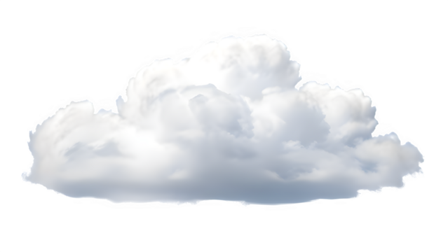 Fluffy white cloud isolated on transparent background for compositing and design