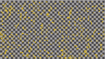 Golden Confetti and Streamers Transparent Party Overlay Background