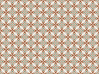 Floral geometric seamless pattern. Grid background for interior design, wrapping paper or fabric. Colorful repetitive backdrop