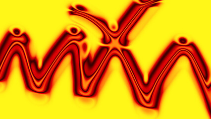 Abstract distorted red zigzag pulse line on a yellow background