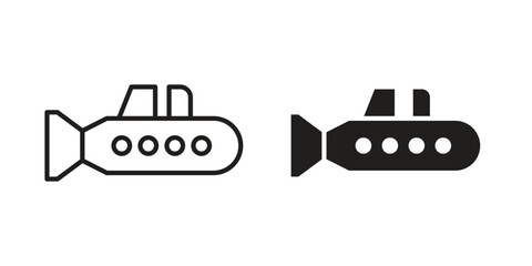 Submarine icon symbol. Classic flat and linr style