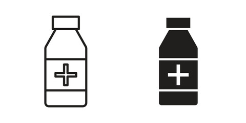 Syrup medicine bottle icon symbol. Classic flat and linr style