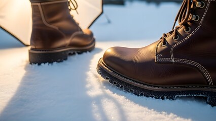 Winter Leather Boots Close-Up