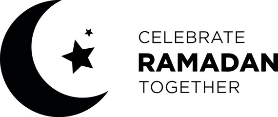 Ramadan celebration: islamic crescent moon and stars vector icon