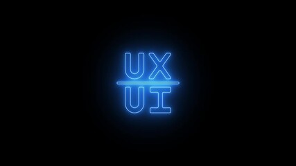 Neon glowing text of ux and ui acronyms displayed vertically against a solid black background, symbolizing user experience and user interface design concept in digital technology - Powered by Adobe