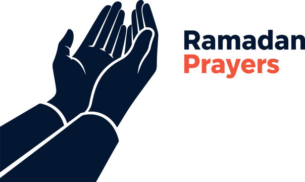 Ramadan prayer hands graphic symbolizing muslim religious observance