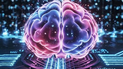 Artificial intelligence brain processing data on a futuristic circuit board system - Powered by Adobe