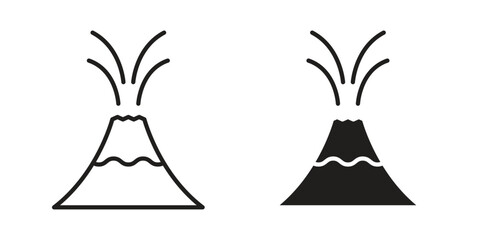 Volcano eruption icon symbol. Classic flat and linr style