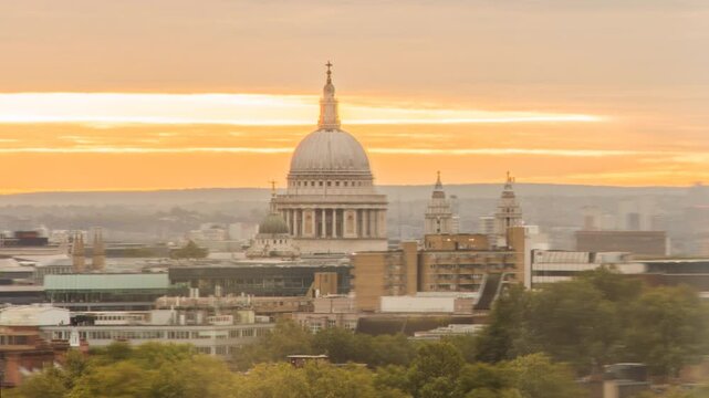 Stunning View of St. Paul's Cathedral timelapse at Golden Hour