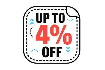 Promotional sale sticker label with four percent discount offer