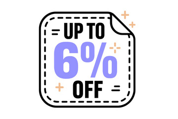 Modern six percent discount offer tag or promotional sale sticker design