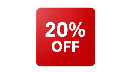Discount offer with 20 percent off presented in red square  