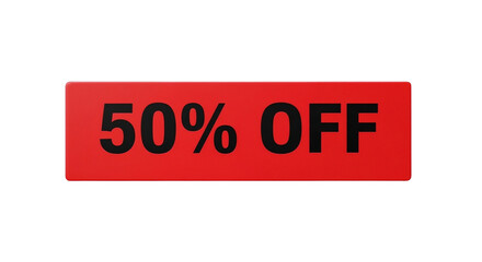 Sale banner showing 50% off on red background  