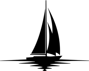 Elegant sailboat gliding smoothly on calm water, a symbol of freedom, adventure, and nautical lifestyle, originally a scalable vector graphic
